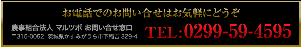 お電話でのお問い合せはお気軽にどうぞ　TEL:0299-59-4595